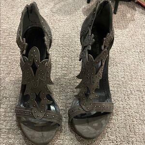 Gray Studded Women's Heels